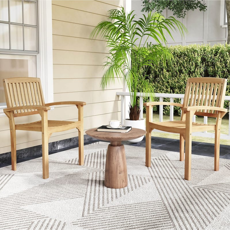 1/2/4PCS Dining Chair Teak Wood Armchair Armrests Solid Wooden Legs
