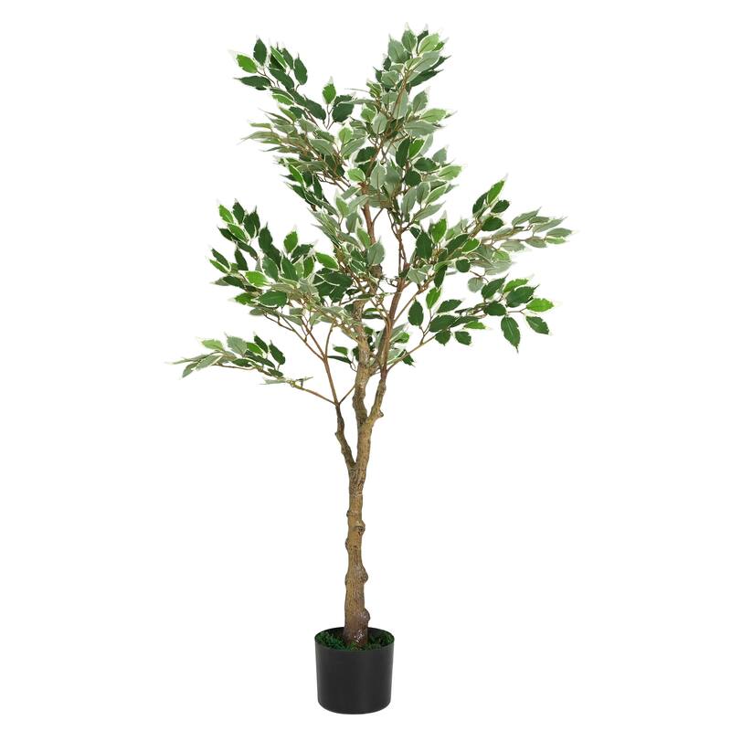 51" Pre-potted Artificial Ficus Tree with Black Plastic Pot