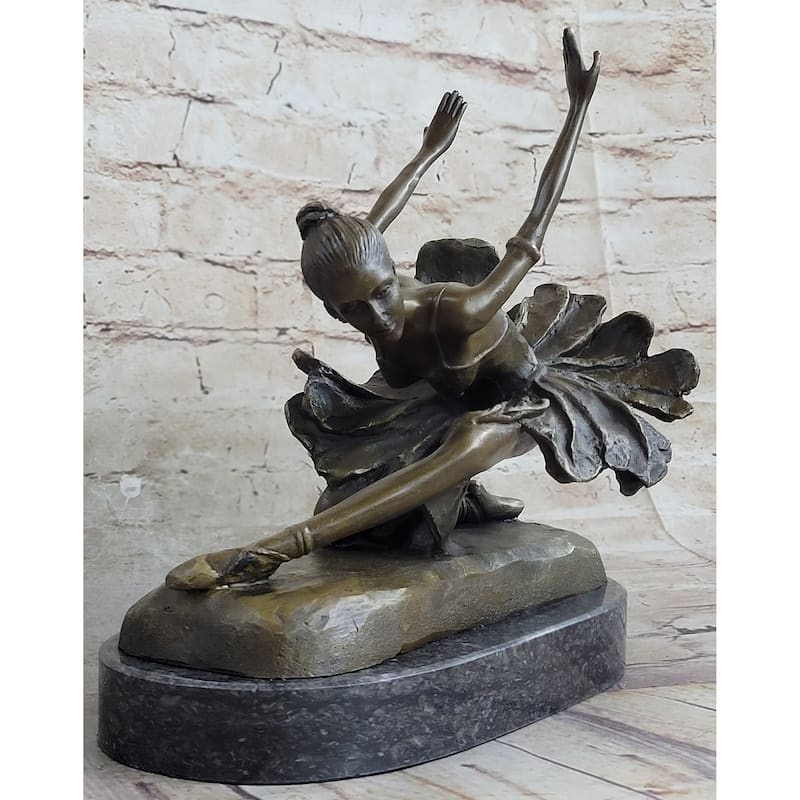 Original Bronze Statue Free As Bird Ballerina Dancer Art Deco Marble Figurine Nr