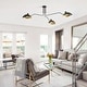 preview thumbnail 5 of 7, Farmhouse Matte Black 3-Light Semi Flush Mount Ceiling Light with Gold Leaf