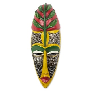 Hummingbird-Themed Hibiscus Wood Mask From Bali - Balinese Dancer