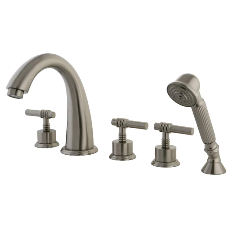 Kingston Brass Manhattan 5-Hole Deck Mount Roman Tub Faucet with Hand Shower - Brushed Nickel