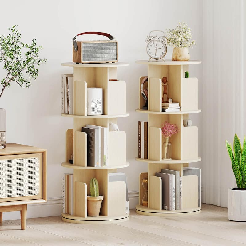 Costway 1/2 PCS 3-Tier Rotating Bookshelf 360° Display Rack with - See Details