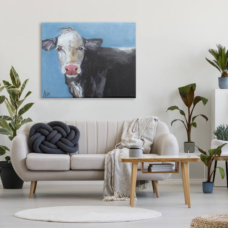 Stupell Farmhouse Dairy Cow Blue Painting Canvas Wall Art by Molly Susan Strong