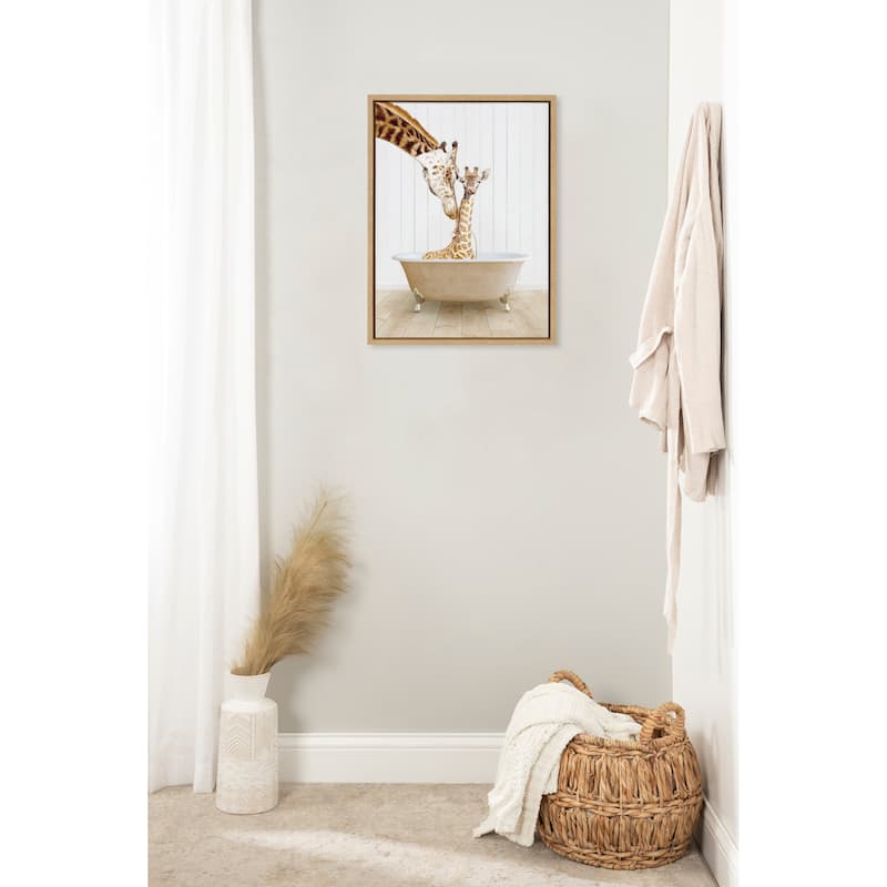 Kate and Laurel Sylvie Mother Baby Giraffe Canvas by Amy Peterson