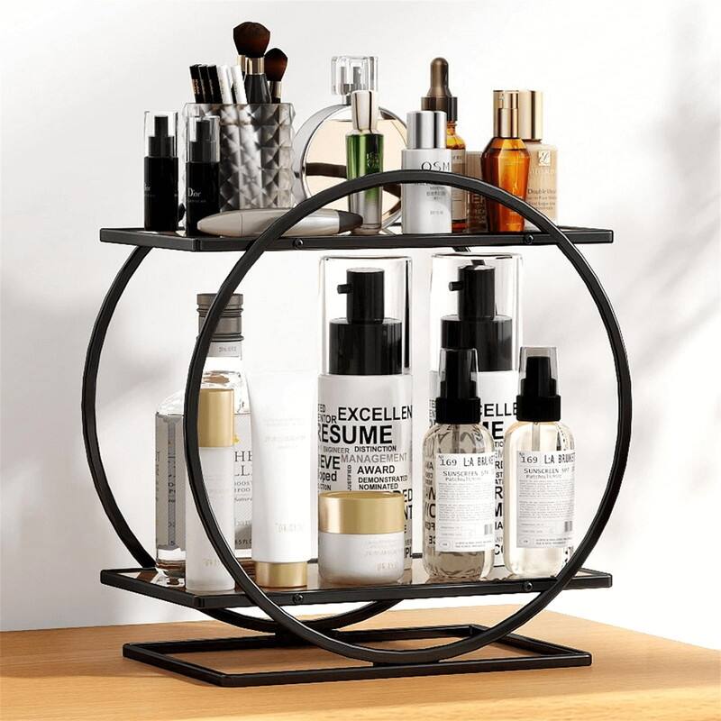 Black Bathroom Organizer Counter Tray - 6"D x 11"W x 11.4"H - Black Brown
