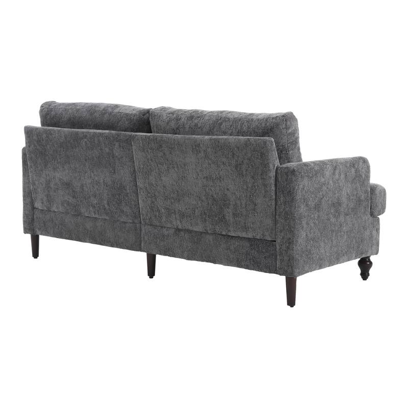 Gray Loveseat Sofa with 2 Pillows, Decorative Sofa with Removable Cushions, Upholstered Armsofa with Solid Wood Frame