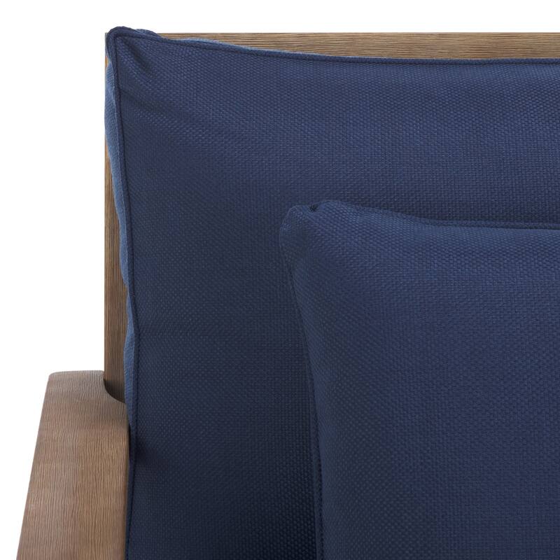 SAFAVIEH Couture Freida Wood Patio Arm Chair - 31.4" W x 35.6" L x 32.6" H - 31"W x 36"D x 33"H