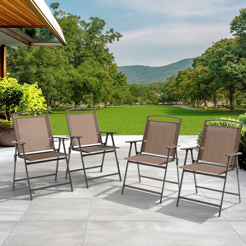 Pellebant Set of 4 Patio Folding Chairs Outdoor Portable Dining Chairs