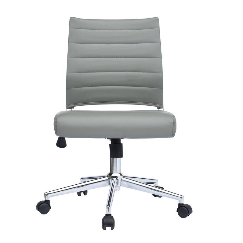 Set of 2 Modern Ergonomic Executive Mid back PU Leather Office Chairs No Arms Rest Tilt Adjustable Height With Wheels