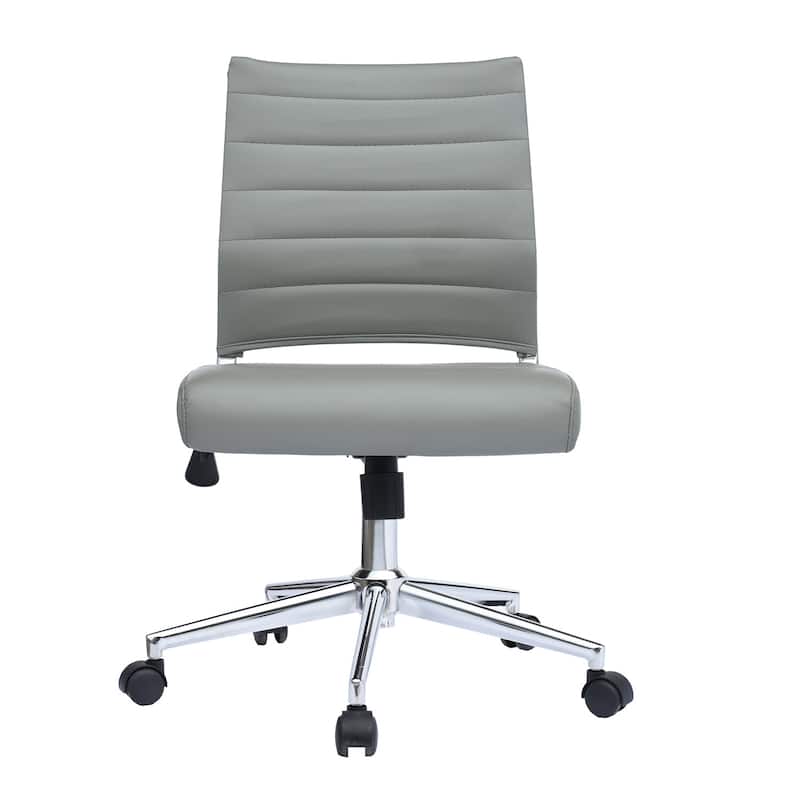 (Retired) Ergonomic Executive Mid back PU Leather Office Chair Armless Side No Arms Tilt With Wheels and Padded Cushioned Seat