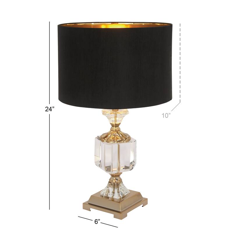 Crystal Room Table or Buffet Lamp with Black Shade and Gold Accents - Black or Gold - Roche River Decor