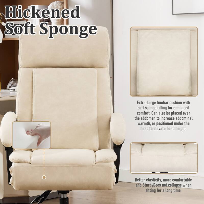 500Lbs Ergonomic Office Chair with Foot Rest, Faux Leather Executive Chair Reclining Chair, Swivel Heavy Duty Task Desk Chairs