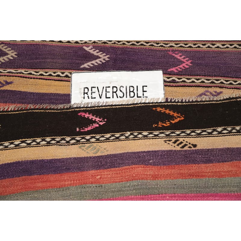 Hand Woven Oriental 100% Wool Carpet Southwestern Tribal Multi-Colored Kilim Area Rug - 8' 8'' X 5' 3''