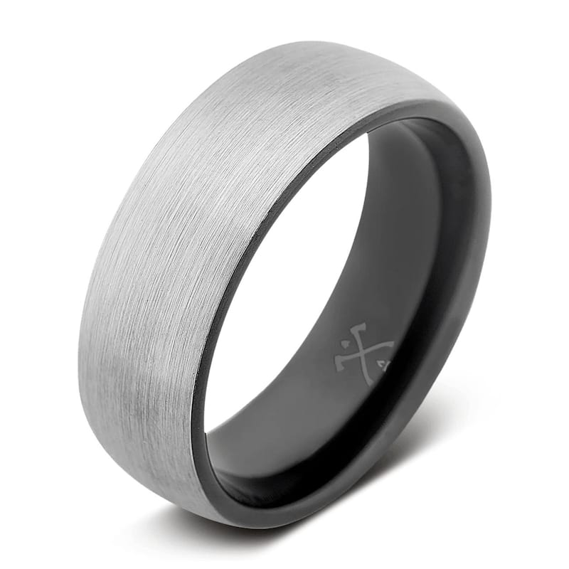 Manly Bands THE ROCKSTAR Tungsten Black Plated 8mm Satin Band