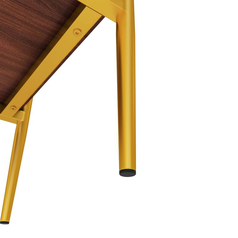 Set of 2, Rectangle End Table, Tempered Glass Tabletop with MDF layer, Modern Table for Living Room