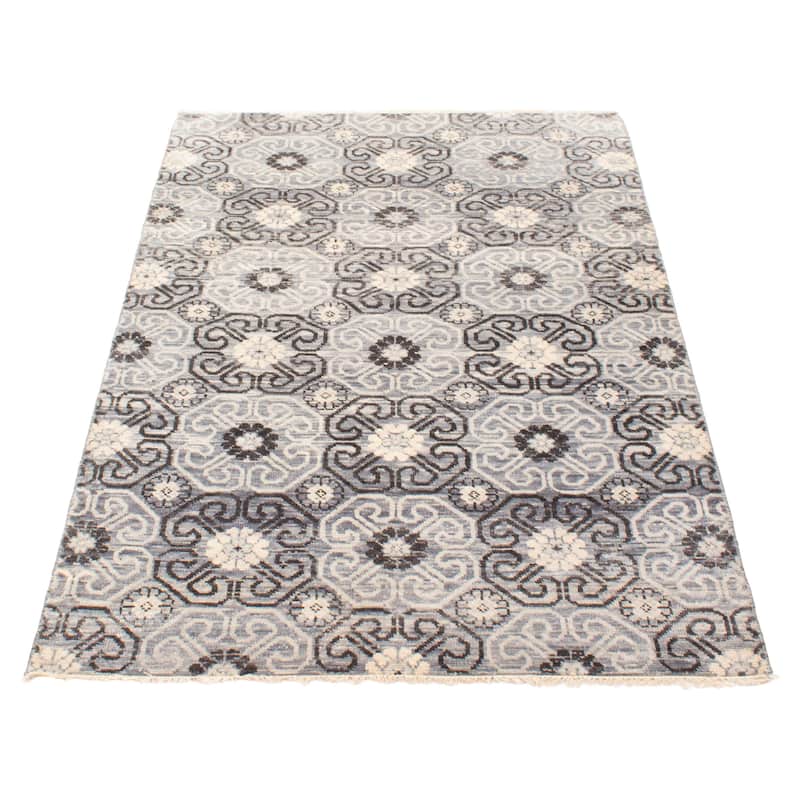 ECARPETGALLERY Hand-knotted Mystique Grey Wool Rug - 5'1 x 7'6