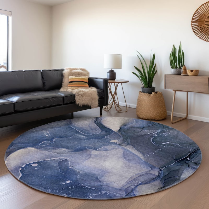 Premium Washable Super Soft Contemporary Mayfield Rug - Blue - 8' x 8'