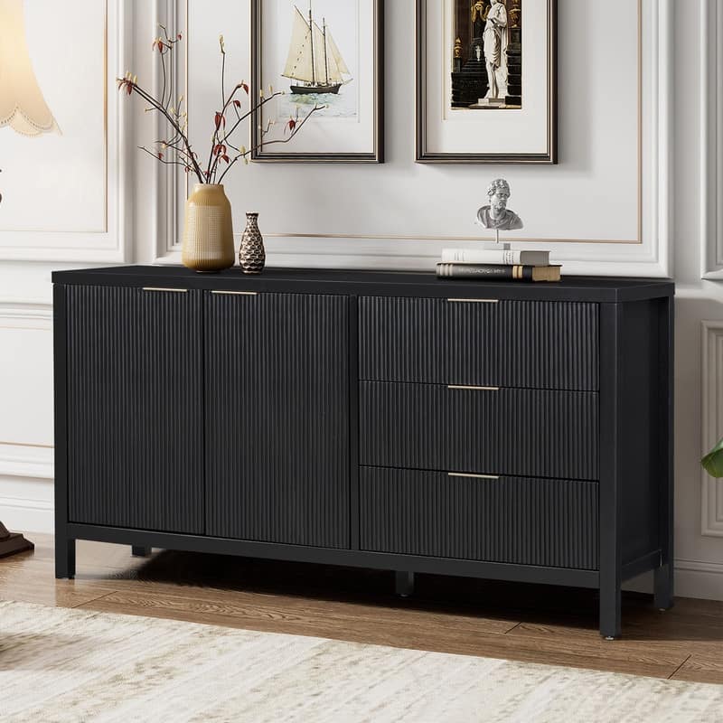 60" Modern 2-Door Sideboard Cabinet with Functional Storage Drawers for Entryway Living Room or Hallway
