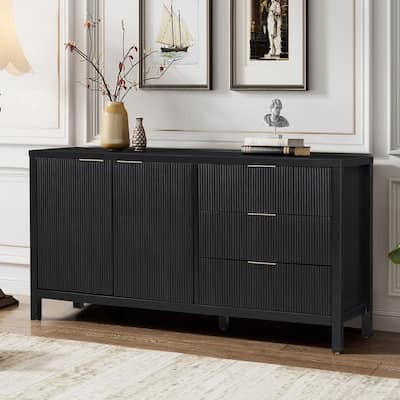 60" Modern 2-Door Sideboard Cabinet with Functional Storage Drawers for Entryway Living Room or Hallway