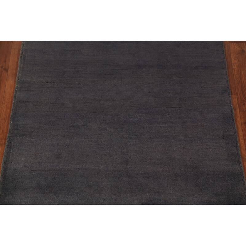 Gray Blue Gabbeh Modern Rug Handmade Wool Carpet - 3'5" x 4'10"