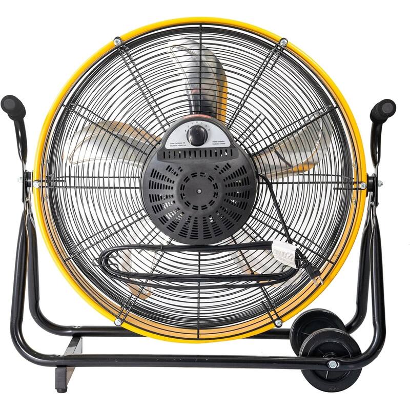iLiving 24 Inch 3-Speed Orbital Internal Oscillating High Velocity Barrel Floor Fan, 7800 CFM, Yellow