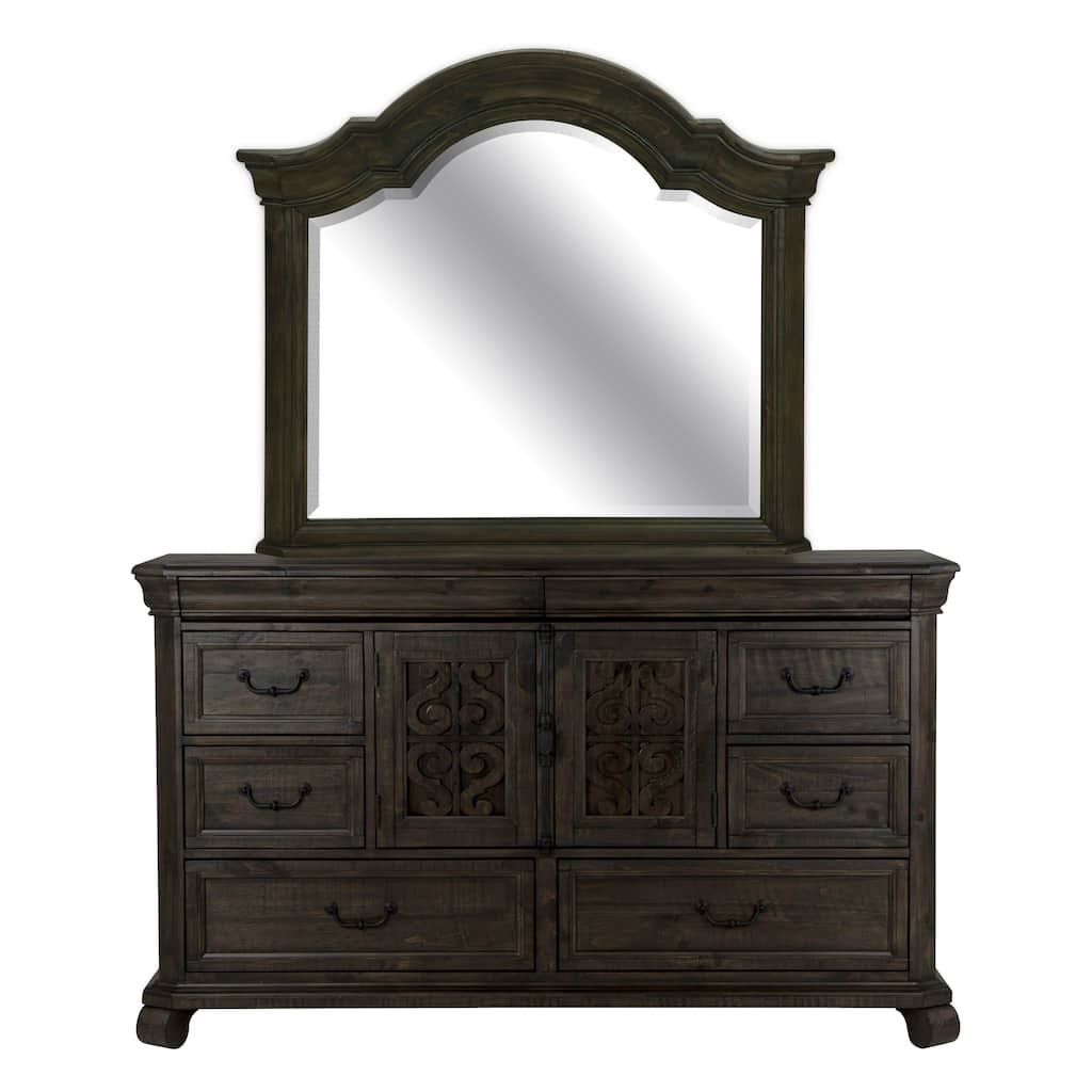 Magnussen Home Bellamy Peppercorn Drawer Dresser With Shaped Mirror