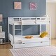 preview thumbnail 4 of 31, Full Size Bunk Bed With Trundle Bed, With Ladder And Safety Rails Pinewood Bunk Bed White