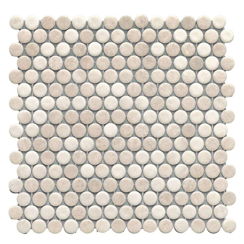The Tile Life Eterna Penny 12x12 Round Glass Mosaic Floor, Wall & Backsplash Tile - 4x4 Sample - Sumatra