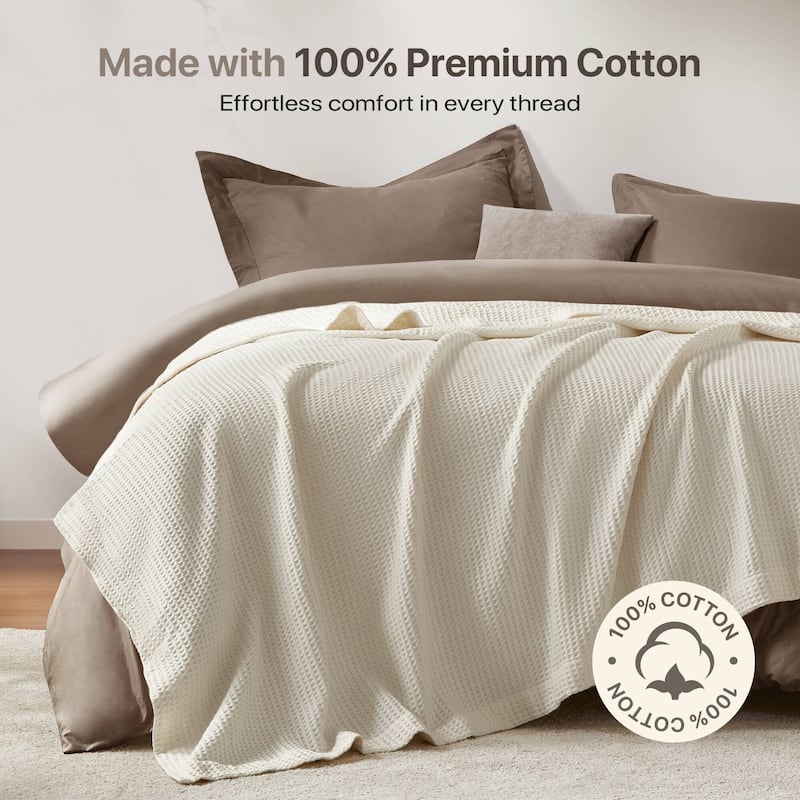 Madison Park Waffle Weave Cotton Blanket