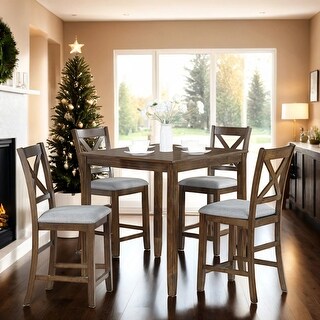 5-Piece Solid Wood Counter Height Dining Table Set - Bed Bath & Beyond ...