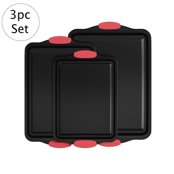 Baking Pans 3 Piece Nonstick Cookie Sheets or Jelly Roll Cake Pan Set by Classic Cuisine Black On Sale Bed Bath Beyond 24264076