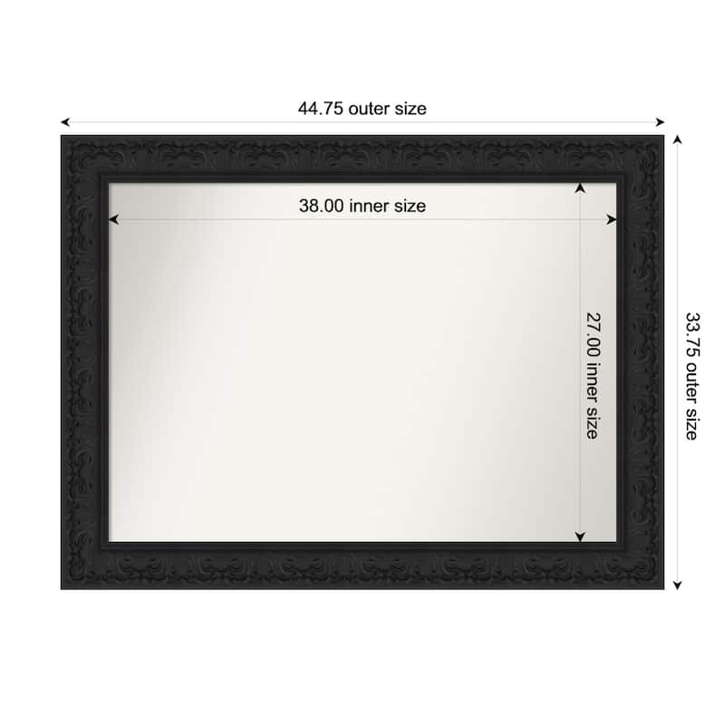 Luxe Non-Beveled Framed Bathroom Vanity Wall Mirror - 45 x 34 in - Luxe Black