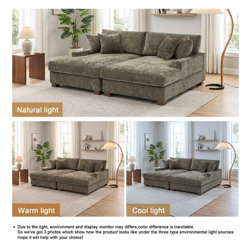 Oversized Chenille Modular Sectional Sofa With Deep Seat