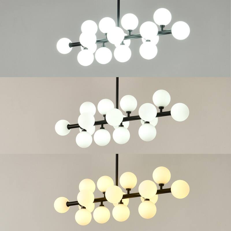 Modern Linear Chandelier 16-Light Sputnik Glass Globe Chandelier Mid Century - 38inch