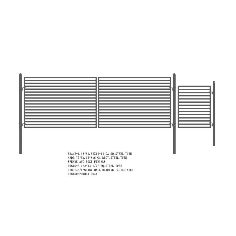 ALEKO Dual Swing Steel Driveway Gate 16 ft Milan Style with Pedestrian Gate