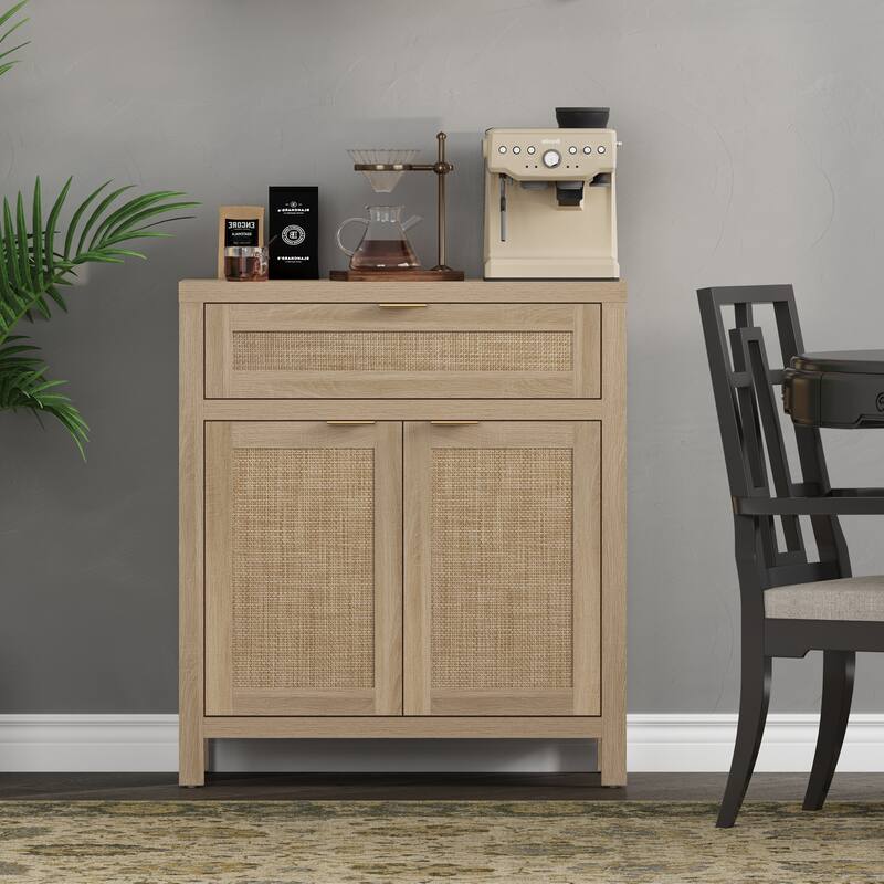 SICOTAS Farmhouse Sideboard Buffet Cabinet Set of 2 with Drawer - N/A
