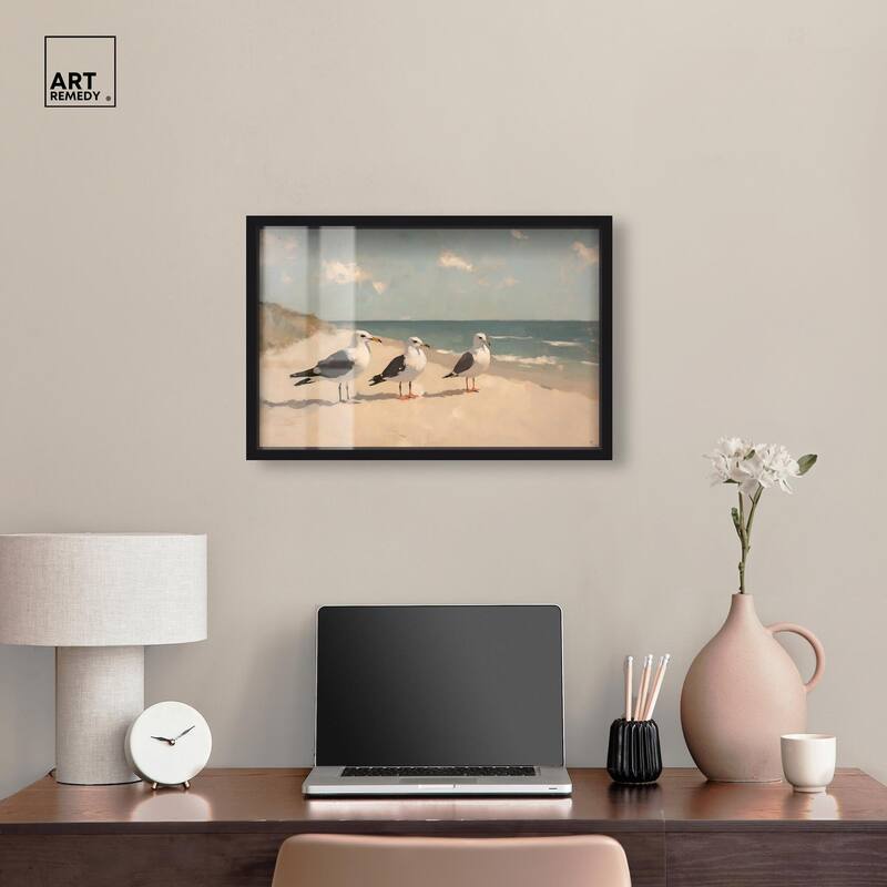 Seagulls at the Beach I Shadowbox by Art Remedy