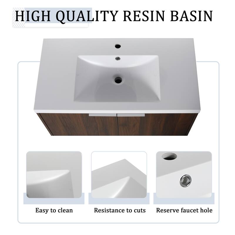 60 Inch Bathroom Vanity with Soft Close Doors, Resin Sink, Ample Storage and Matching Small Shelves (KD Packing)