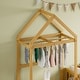 preview thumbnail 3 of 7, Twin Size Wooden Children's Bed Platform Bed with Detachable Headboard and Integrated Clothes Drying Rack