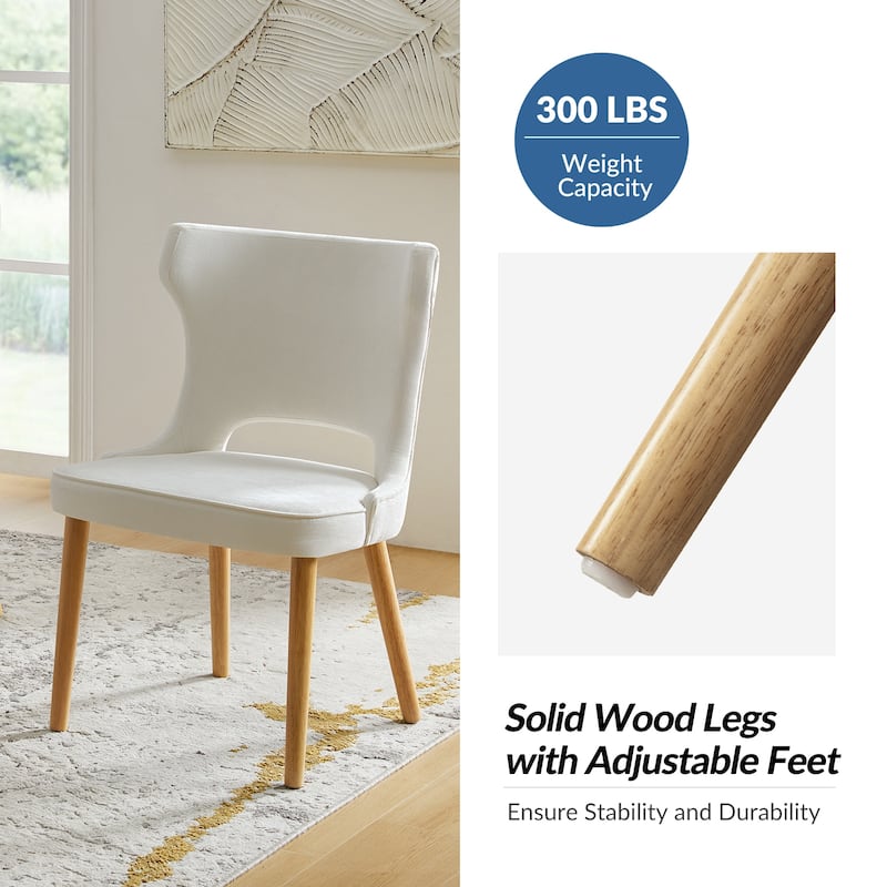 Rita Mid-century Modern Dining Chair with Solid Wood Legs Set of 2 by HULALA HOME