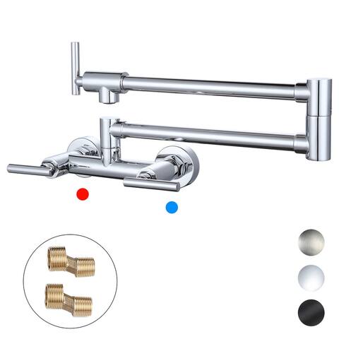 WOWOW Pot Filler Faucet for Both Hot Cold Water Folding Kitchen Faucet Chrome Wall Mount Commercial lead-Free Chrome