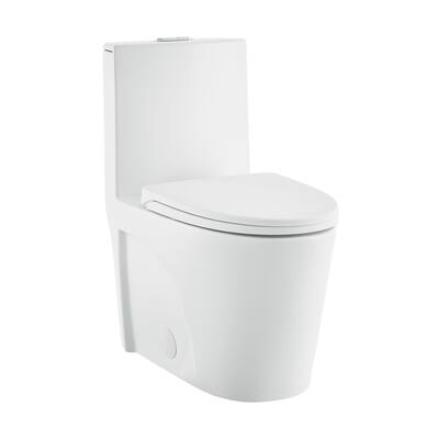 Angers One-Piece Elongated Toilet Vortex Dual-Flush In Matte White 1.1/1.6 Gpf - 27" x 15.15" 31.2"