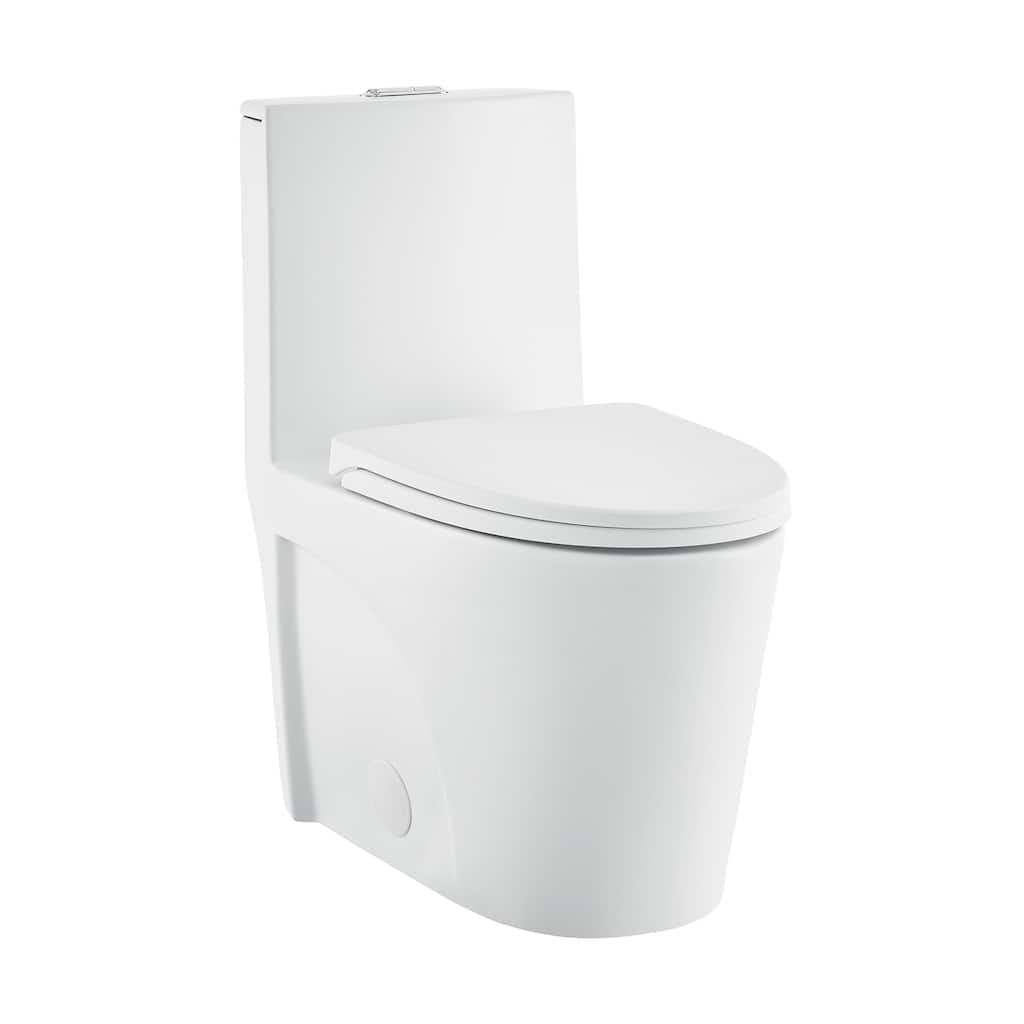 Angers One-Piece Elongated Toilet Vortex Dual-Flush In Matte White 1.1/1.6 Gpf - 27" x 15.15" 31.2"