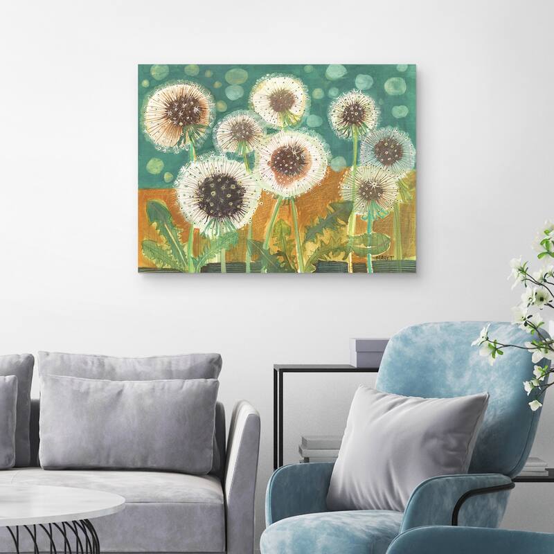 Dandelions in Field by Maret Hensick Canvas Art Print