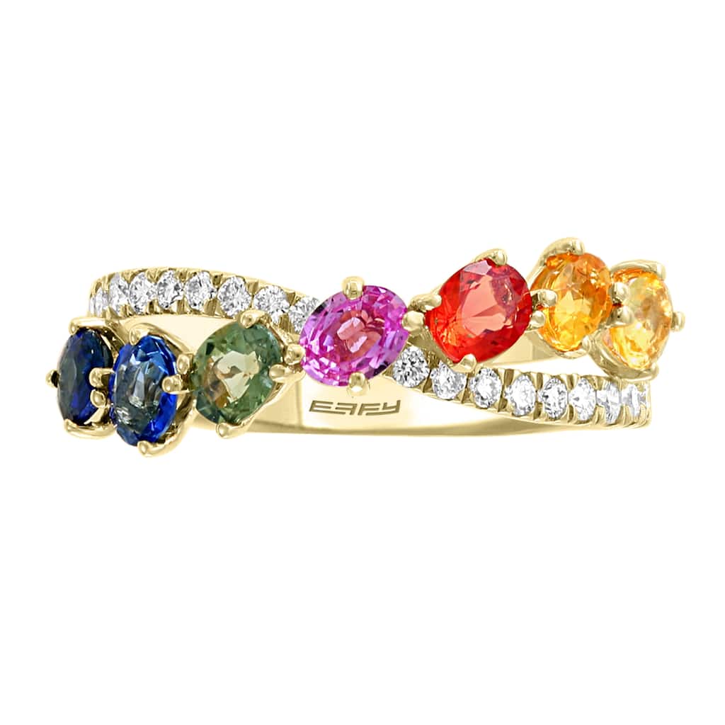 EFFY 14K Gold Diamond Multi Sapphire Ring