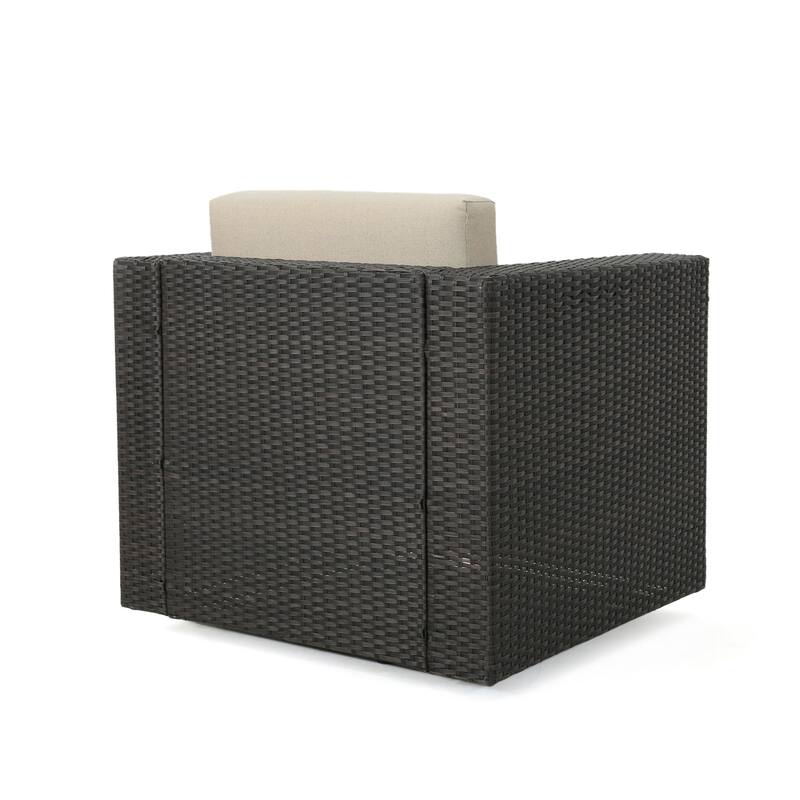 Puerta Outdoor Wicker 3-piece Swivel Chat Set with Cushions by Christopher Knight Home