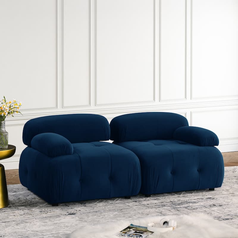 Modular Sectional Sofa, Button Tufted Designed and DIY Combination, L-Shaped Velvet Upholstered Couch with Reversible Ottoman