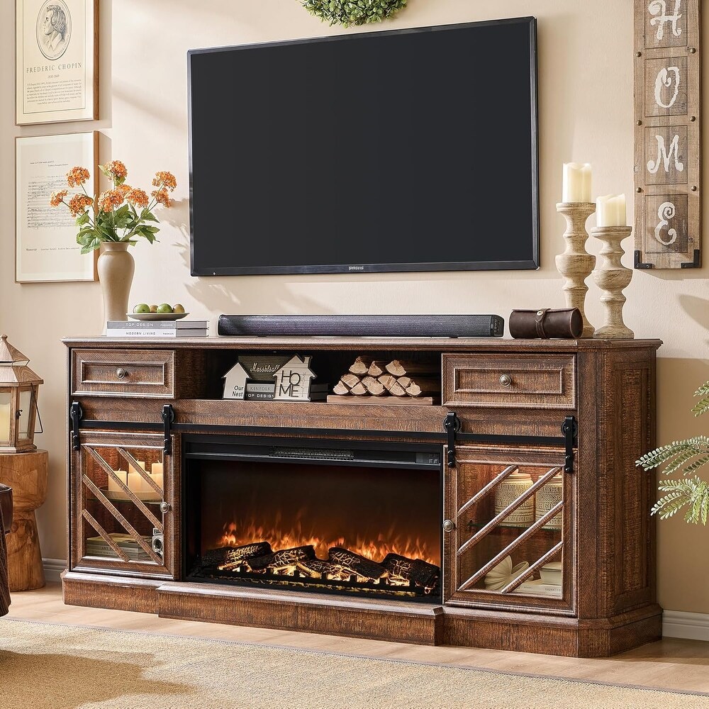 Bayside Furnishings TV Console With Electric Fireplace