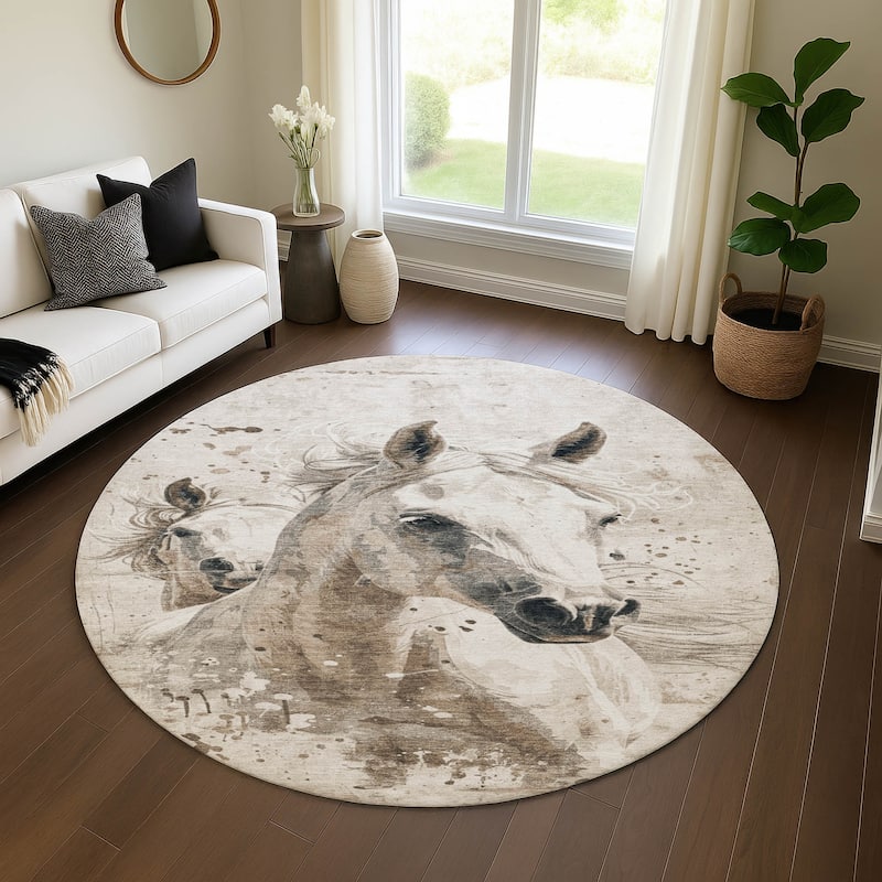 Premium Washable Super Soft Prince Horse Mayfield Rug - Ivory - 8' x 8'